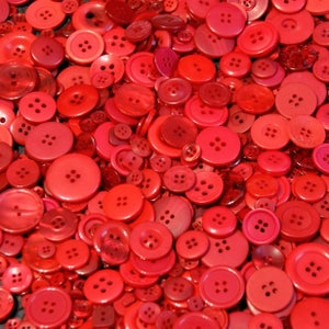 100 Button Mix, Cherry Red Assorted Sizes, Sewing, Grab Bag, Crafting, Jewelry (1122)