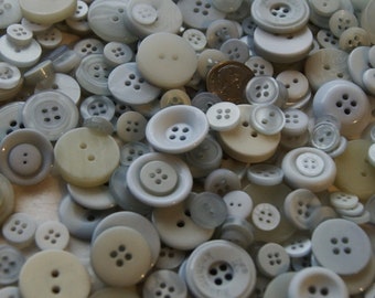 50  Grey Gray  Button Mix , Assorted Sizes, Crafting Jewelry Collect (1297)