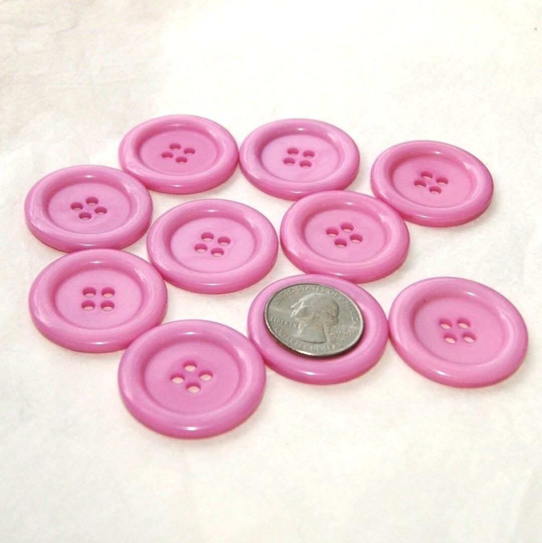 5 Pink Buttons, 1 3/8" Pink Large Matching Buttons, 4 Hole Sewing ...