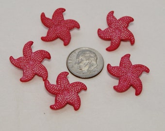 5 Starfish Buttons, Salmon Pink, Shank back buttons, Beach Theme (ii 2)