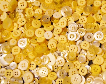 100 Button  Bright Yellow Buttons , Small Buttons  Bright Yellow Mix,  Grab Bag, Crafting,  Jewelry -  Collect (1520 B)