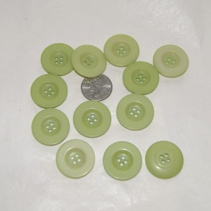 12 Green Buttons, 1 1/8&quot; Light Avocado Green Matching Buttons, Sewing, Crafting, Jewelry, Create (K 40)
