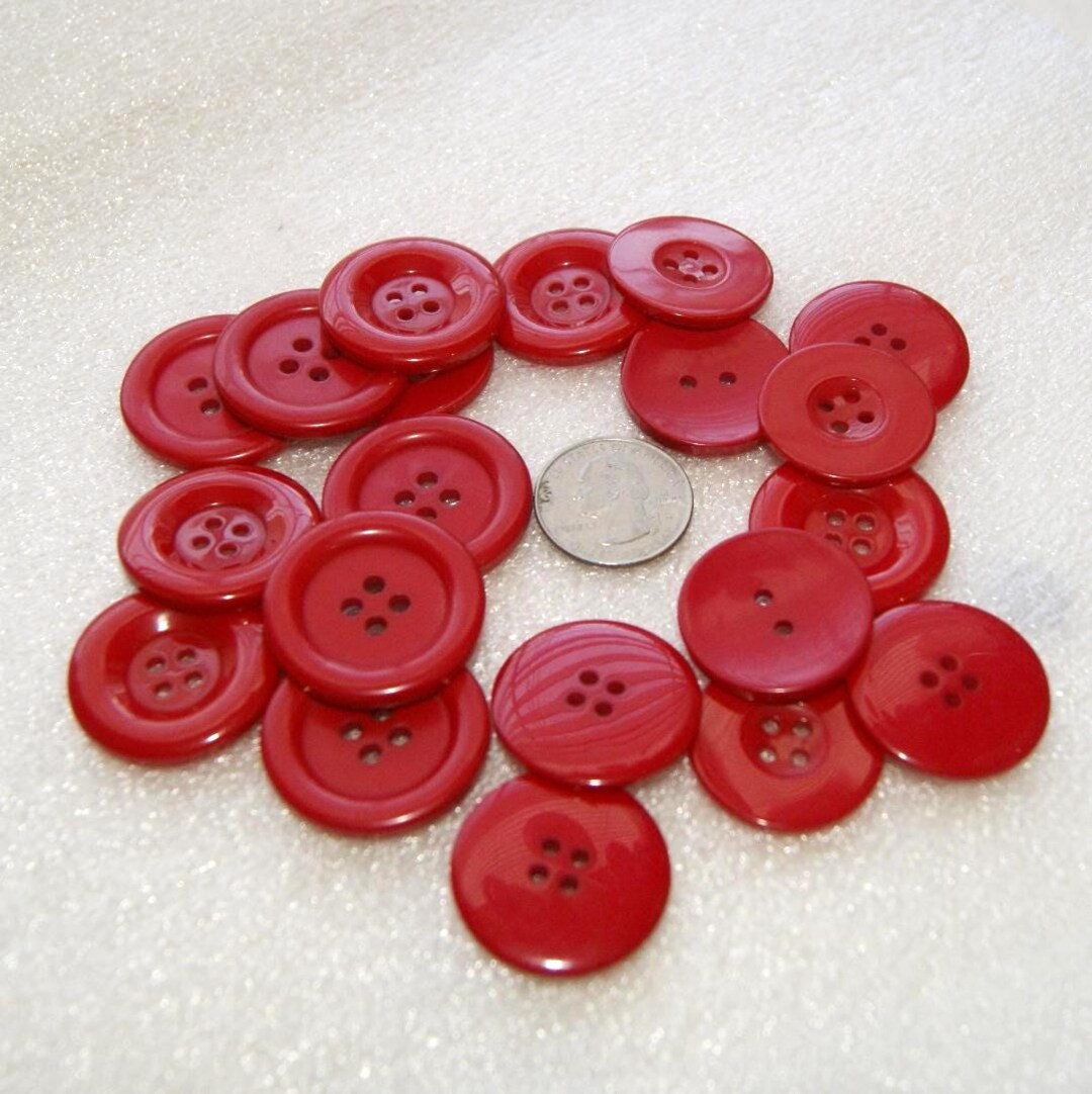 Red Rag Button 20 Large Red Buttons, Mix Styles Button Collection, Sewing, Crafting ...