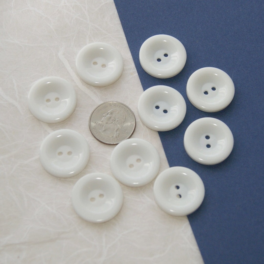 10 White Buttons, 1 Matching Buttons, 2 Hole, Concave Face, Sewing ...