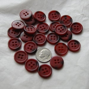24 Brick Red Buttons, 2 hole, 9/16&quot; Matching Buttons,  Brown Buttons Sewing, Crafting, Jewelry (SB 216 )