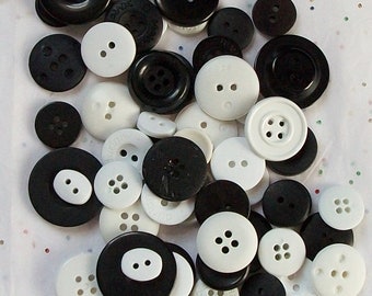 100  Black and White Button TUXEDO Mix, Assorted sizes, Sewing, Crafting, Jewelry,  Collect (229 )