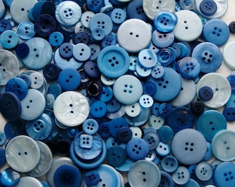 100 Blue Buttons, Blue mix, Blue Berry Mix, Royal Blue, Dark Blue, Sky Blue, Powder Blue, Navy Blue, Sewing, Crafting Jewelry Collect  (581)