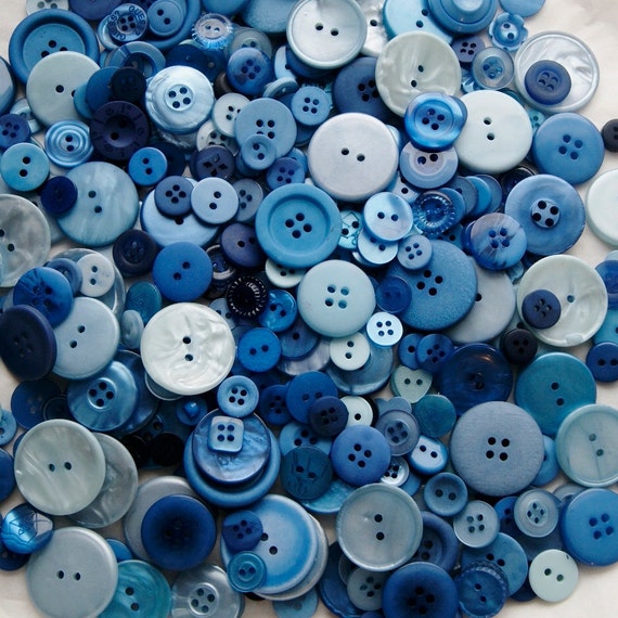 100 Blue Buttons Blue Mix Blue Berry Mix Royal Blue Dark Blue