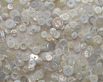 1000 Buttons Small White Buttons, White and Pearled Assorted Sizes, Sewing, Crafting, Grab Bag , Jewelry (1280 z)