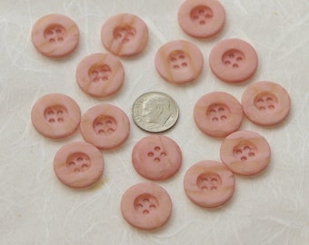 15 Pink Buttons  3/4", Light Coral Pink two tone, Center drop, wide rim (SB 248)