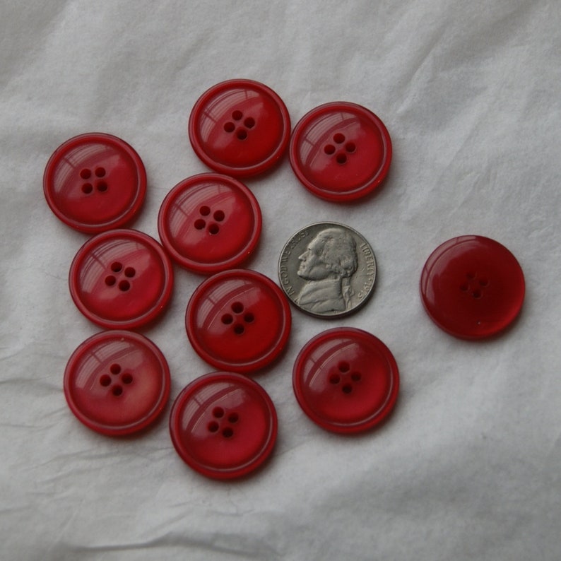 Sewing Craft 10 Red Matching Buttons AH 122 Pearled Domed Buttons 4 hole Buttons