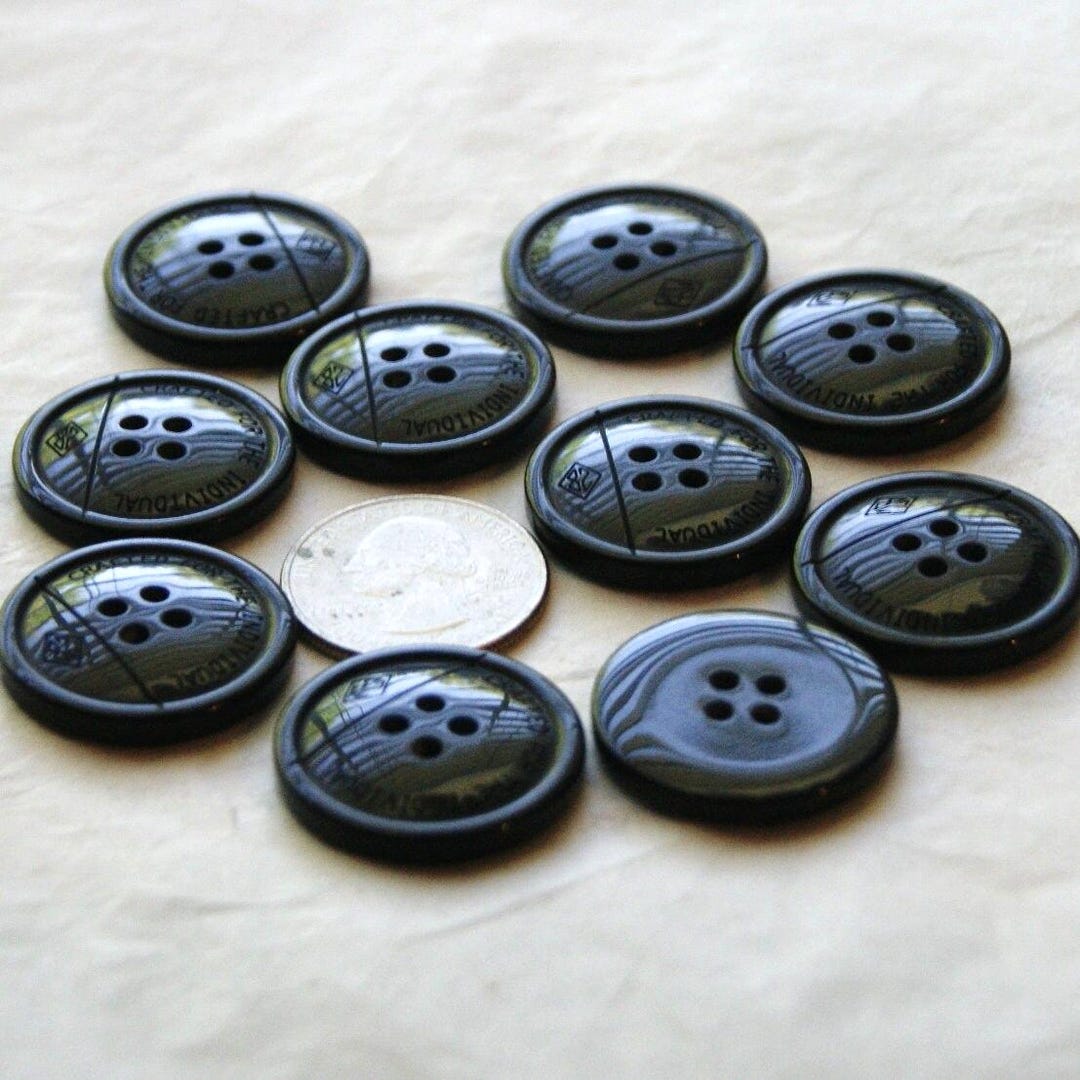 10 Black Buttons 1" Buttons, Shiny Black, Matching Buttons, Crafting ...