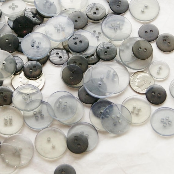85 Grey buttons, Translucent Clear Buttons, Sewing Button, Craft Button,  Jewelry (AD 85)