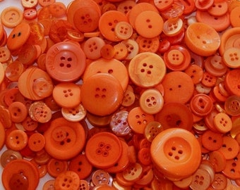 50 Orange Buttons, Bright Orange Assorted sizes, Crafting, Sewing Jewelry Collect  them (1318)