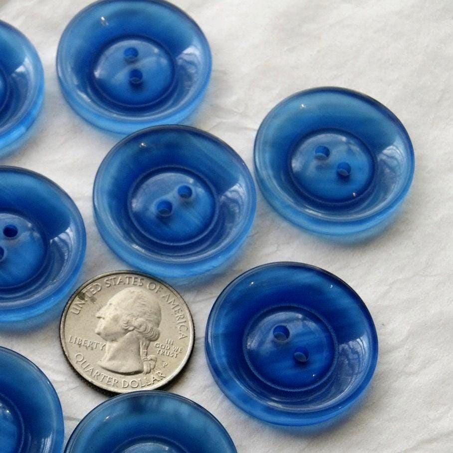 10 Blue Buttons, Semi Clear Blue Matching Buttons, 1 1/4