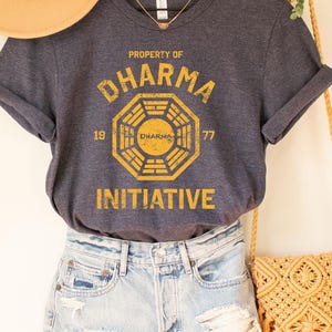 Dharma Tee, Dharma Tee, DHARMA Initiative 1977 TV Show LOST printed cotton t-shirt 8997, Lost tv show fan, retro gift lost series
