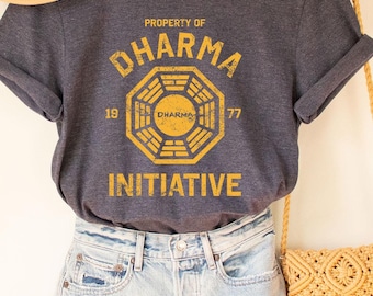 Dharma Tee, Dharma Tee, DHARMA Initiative 1977 TV Show LOST printed cotton t-shirt 8997, Lost tv show fan, retro gift lost series