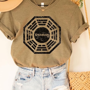 Dharma Tee, Dharma Tee, DHARMA Initiative 1977 TV Show LOST printed cotton t-shirt 8997, Lost tv show fan, retro gift lost series
