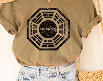 Dharma Tee, Dharma Tee, DHARMA Initiative 1977 TV Show LOST printed cotton t-shirt 8997, Lost tv show fan, retro gift lost series