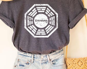Dharma Tee, Dharma Tee, DHARMA Initiative 1977 TV Show LOST printed cotton t-shirt 8997, Lost tv show fan, retro gift lost series