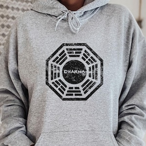 Dharma Hoodie, Dharma Tee, DHARMA Initiative 1977 TV Show LOST printed cotton t-shirt 8997, Lost tv show fan, retro gift lost series