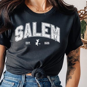Salem-T-shirt, Salem-shirt, Massachussets-shirt, vintage ronde hals, Salem Witches, Halloween-shirt, Salem-sweater, vintage