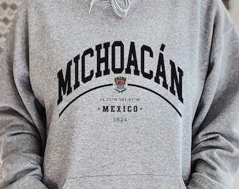 Moletom com capuz de Michoacán, Camiseta de Michoacán, México, Presentes, Camiseta de Michoacán, Camiseta de gola redonda de Michoacán, Camiseta de Michoacán, Presentes do México