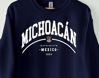 Moletom de Michoacán, Camiseta de Michoacán, México, Presentes, Camiseta de Michoacán, Camiseta de gola redonda de Michoacán, Camiseta de Michoacán, Presentes do México