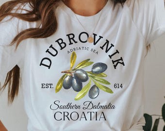 Dubrovnik Tee, Dubrovnik T shirt, Croatia Shirt, Dalmatian Coast, Adriatic Sea, Croatian Flag, Dubrovnik TShirt