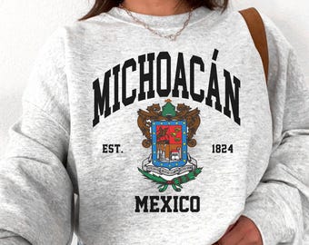 Moletom de Michoacán, Camiseta de Michoacán, México, Presentes, Camiseta de Michoacán, Camiseta de gola redonda de Michoacán, Camiseta de Michoacán, Presentes do México