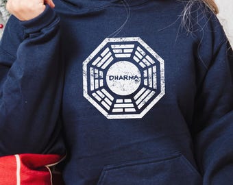 Dharma Hoodie, Dharma Tee, DHARMA Initiative 1977 TV Show LOST printed cotton t-shirt 8997, Lost tv show fan, retro gift lost series