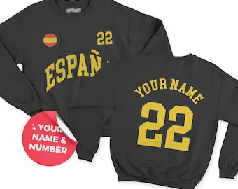 Espana Sweatshirt, Espana Trikot, Spanien Fußball, personalisierte Nummer, Spanien Geschenk, WM-Shirt, Spanien Shirt, Spanien Fußballfans