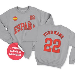 Espana Sweatshirt, Espana jersey, Spain football, Personalized number, Spain gift, World cup shirt, Spain Shirt, Spain football fans
