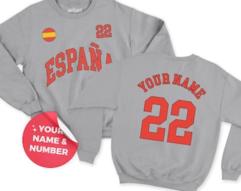 Espana Sweatshirt, Espana Trikot, Spanien Fußball, personalisierte Nummer, Spanien Geschenk, WM-Shirt, Spanien Shirt, Spanien Fußballfans