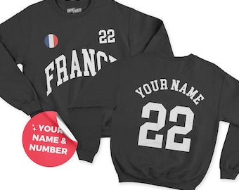 Sudadera de Francia, camiseta de Francia, fútbol de Francia, número personalizado, regalo francés, camiseta del Mundial, camiseta francesa, aficionados al fútbol de Francia