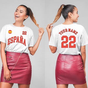 Espana-T-shirt, Espana-jersey, Spanje voetbal, gepersonaliseerd nummer, Spanje cadeau, WK-shirt, shirt Spanje, voetbalfans Spanje