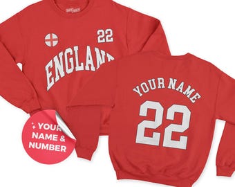England sweatshirt, England jersey, England football, Personalized number, England gift, World cup shirt, England Shirt, England