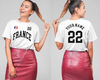 Camiseta de Francia, camiseta de Francia, fútbol de Francia, número personalizado, regalo francés, camiseta de la Copa del Mundo, camiseta francesa, aficionados al fútbol de Francia