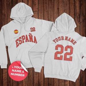 Espana Hoodie, Espana jersey, Spain football, Personalized number, Spain gift, World cup shirt, Spain Shirt, Spain football fans