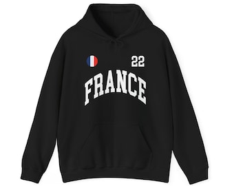 Sudadera con capucha de Francia, camiseta de Francia, fútbol de Francia, número personalizado, regalo francés, camiseta del Mundial, camiseta francesa, aficionados al fútbol de Francia