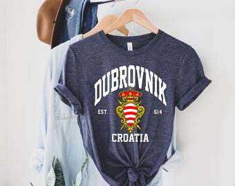 Dubrovnik Tee, Dubrovnik T shirt, Croatia Shirt, Dalmatian Coast, Adriatic Sea, Croatian Flag, Dubrovnik TShirt