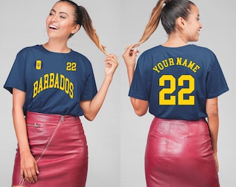 バルバドスTシャツ、バルバドスジャージ、バルバドスギフト、背中に名前と番号が入ったバルバドスのパーソナライズジャージ