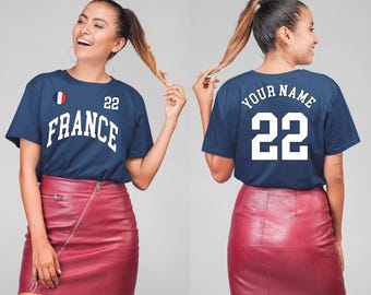 Camiseta de Francia, camiseta de Francia, fútbol de Francia, número personalizado, regalo francés, camiseta de la Copa del Mundo, camiseta francesa, aficionados al fútbol de Francia