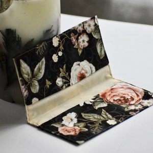 Checkbook cover - Roses in Black, beautiful checkbook holder to brighten your day