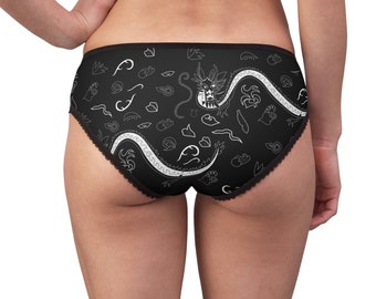 Chinese Dragon, Floral Print, sexy gothic panty, women's underwear