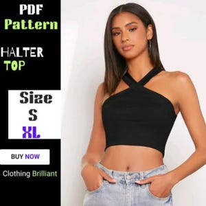 Patroon feesttop dames - patroon crop top - halter crop top - eenvoudige digitale pdf - naaipatroon dames pdf - 2 bonus gratis patroon
