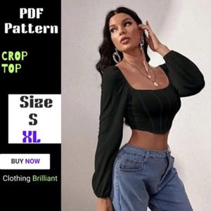 Naaipatroon dames crop top - zomertop - dans crop top - feesttop - pdf-afdrukbaar naaipatroon - 2 bonus gratis patroon