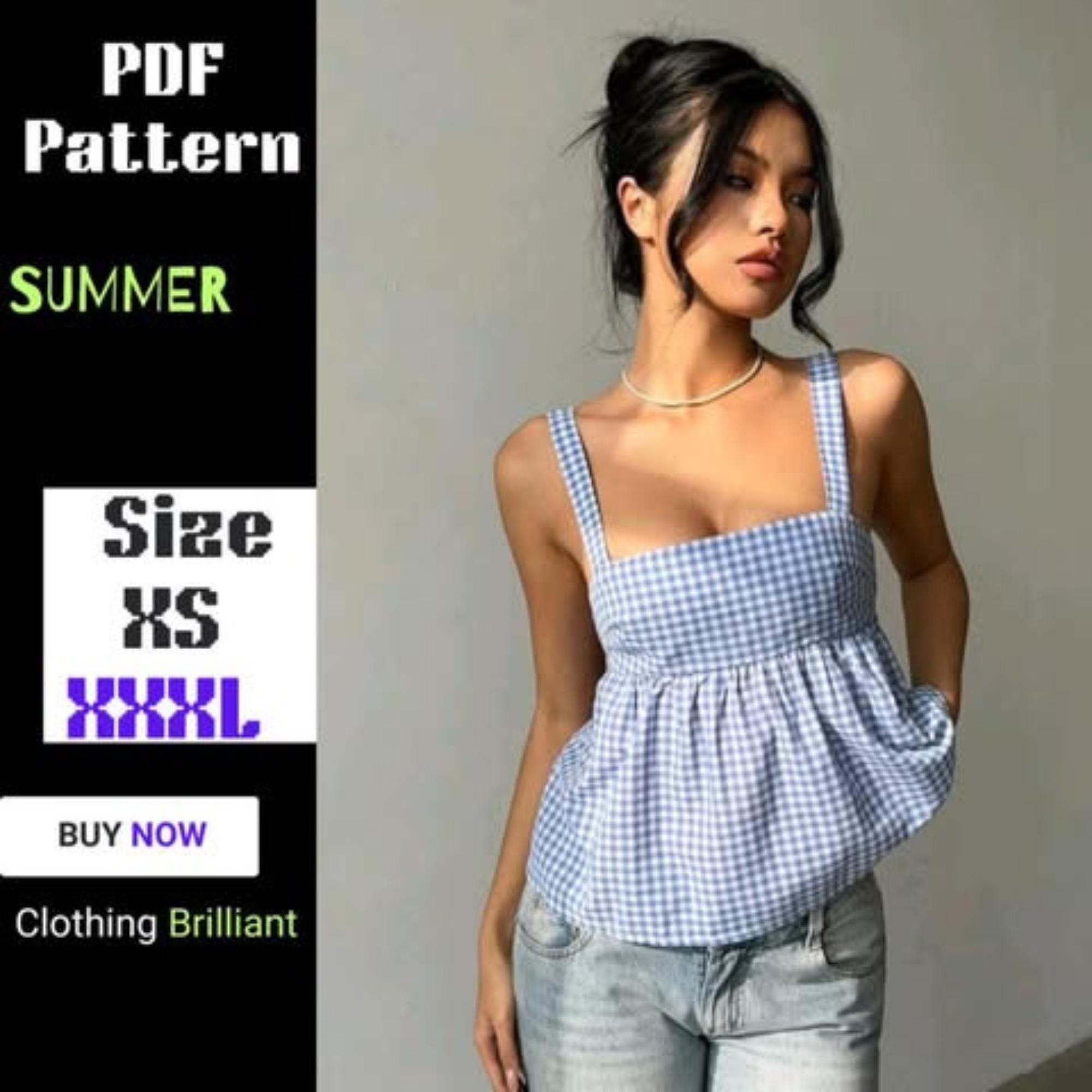 Women  Olivia Top Sewing Pattern PDF - Crop Top - Strap Crop Top - Summer Top - Women Sewing Pattern PDF -2 Bonus Free Pattern