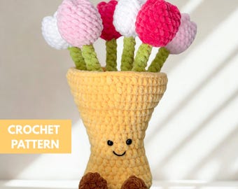 Flora the Tulip Vase Plushie PDF Pattern - Cute Flower Crochet - Amigurumi Flower Home Decor