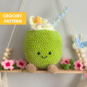 Sunny the Piña Colada Plushie PDF-mönster – Söt virkhandledning i Jellycat-stil – Kokosnötsplysch PDF – Mönster för gör-det-själv-mjukisdjur